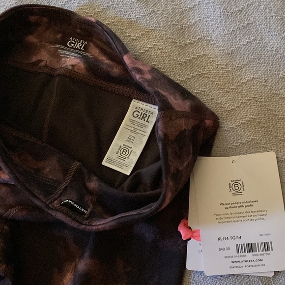 NWT Athleta Girls High Rise Printed Chit Chat Tight Legging Size XL 14 - Picture 4 of 4